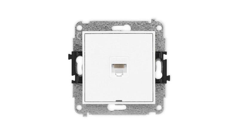 ICON Mechanizm gniazda komputerowego pojedynczego 1xRJ45, kat. 5e, 8-stykowy, bez pola opisowego biały mat 25IGKBO-1-34186