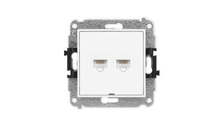 ICON Mechanizm gniazda komputerowego podwójnego 2xRJ45, kat. 5e, 8-stykowy, bez pola opisowego biały mat 25IGKBO-2-35559
