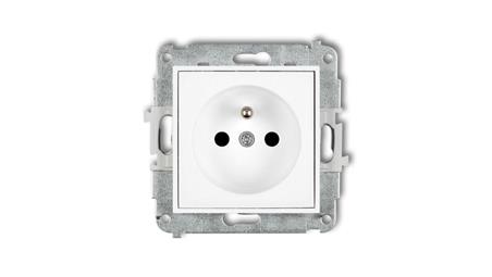 ICON Mechanizm gniazda pojedynczego z uziemieniem 2P+Z (przesłony torów prądowych) biały mat 25IGP-1zp-43318