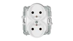 ICON Mechanizm gniazda podwójnego do ramki z uziemieniem 2x(2P+Z) (bez przesłon torów prądowych) biały mat 25IGPR-2z-43319