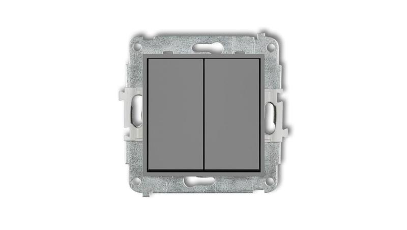ICON Mechanizm łącznika zwiernego, dwubiegunowego (dwa klawisze bez piktogramów, osobne zasilanie) szary mat 27IWP-44.2-32758
