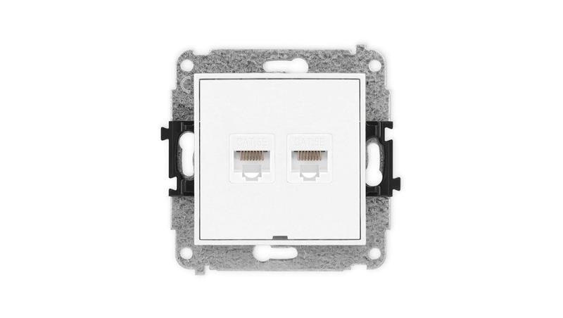 ICON Mechanizm gniazda komputerowego podwójnego 2xRJ45, kat. 5e, 8-stykowy, bez pola opisowego biały IGKBO-2-35494