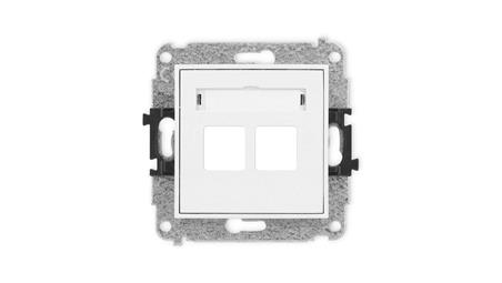 ICON Mechanizm gniazda multimedialnego podwójnego bez modułu (standard Keystone) biały IGM-2P-39013