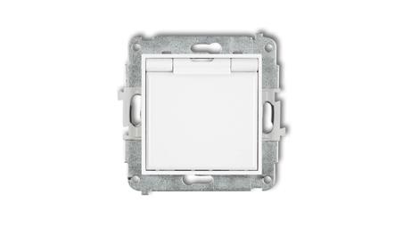 ICON Mechanizm gniazda bryzgoszczelnego z uziemieniem 2P+Z (klapka biała, przesłony torów prądowych) biały IGPB-1zp-43061