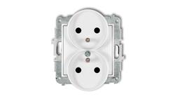 ICON Mechanizm gniazda podwójnego do ramki z uziemieniem 2x(2P+Z) (przesłony torów prądowych) biały IGPR-2zp-43180