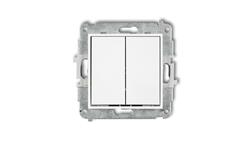 ICON Mechanizm łącznika zwiernego, świecznikowego (dwa klawisze bez piktogramów, wspólne zasilanie) biały IWP-44.1-33573