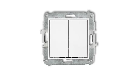 ICON Mechanizm łącznika zwiernego, świecznikowego (dwa klawisze bez piktogramów, wspólne zasilanie) biały IWP-44.1-33573