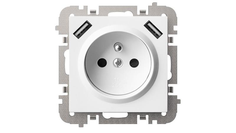 SANTRA gniazdo 2P+Z 2xUSB Zasilające bez ramki podtynkowe biały 4188-10-45149 SANTRA gniazdo 2P+Z 2xUSB Zasilające bez ramki podtynkowe biały 4188-10-45149