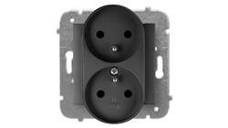 SANTRA gniazdo 2x2P+Z modułowe bez ramki podtynkowe czarny 4143-19-42981