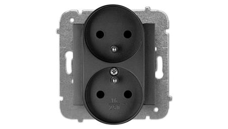 SANTRA gniazdo 2x2P+Z modułowe bez ramki podtynkowe czarny 4143-19-42981