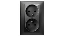 SANTRA gniazdo 2x2P+Z monolit z ramką podtynkowe czarny 4135-09-43617