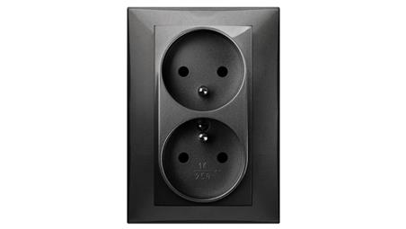 SANTRA gniazdo 2x2P+Z monolit z ramką podtynkowe czarny 4135-09-43617