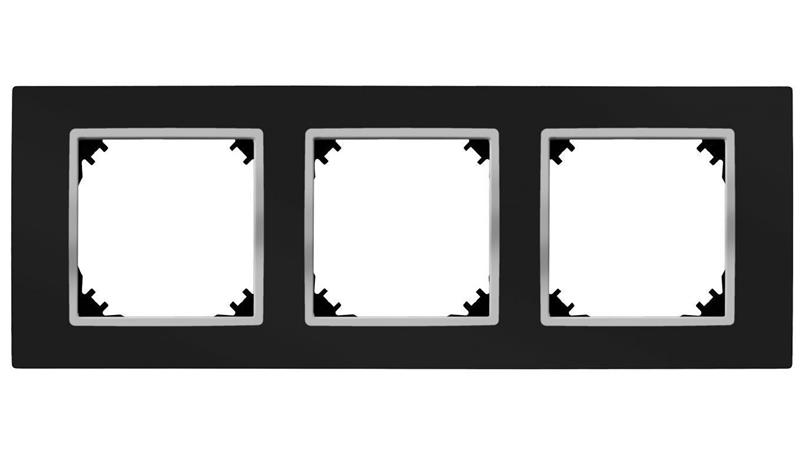 SANTRA ramka potrójna czarny/chrom 4173-46-38832