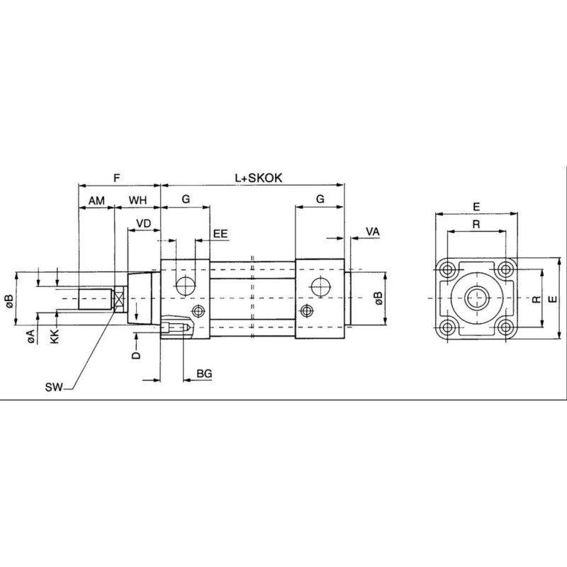 Siłownik ISO6431 D32x80