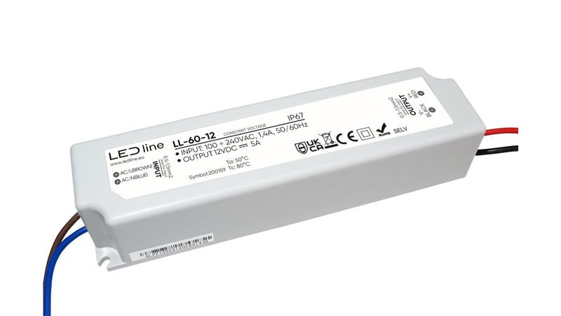 Zasilacz do taśm LED line PRIME 60-12 wodoszczelny IP67 12V 60W 5 lat gwar.-50949