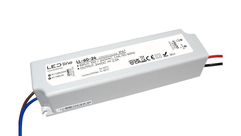 Zasilacz do taśm LED line PRIME 60-24 wodoszczelny IP67 24V 60W 5 lat gwar.-50729 Zasilacz do taśm LED line PRIME 60-24 wodoszczelny IP67 24V 60W 5 lat gwar.-50729