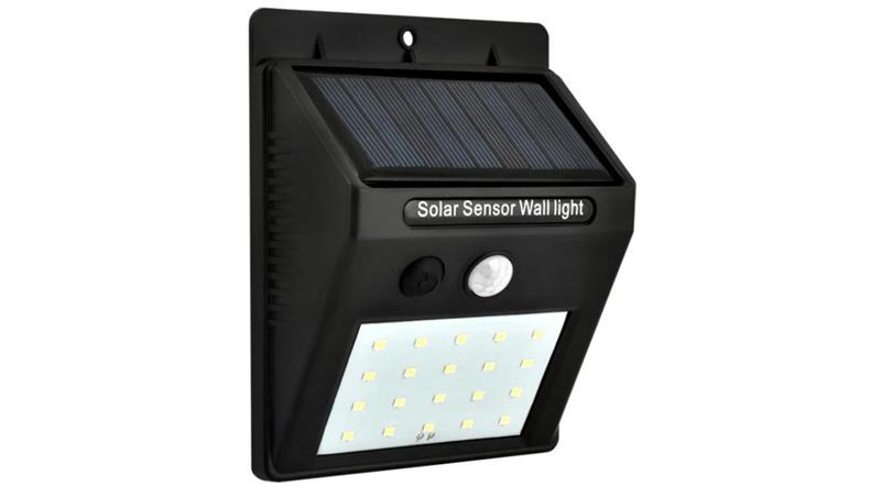Naścienna lampka SOLAR 3W LED, 200lm, czujnik ruchu 3m, 90-120st/czujnik zmierzchu, czarna / 46800-54719