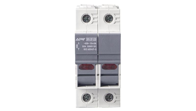 PODSTAWA BEZPIECZNIKOWA ROZŁĄCZNIK DC 10x38 + LED 2P APV-SPB-2P-LED-1727 PODSTAWA BEZPIECZNIKOWA ROZŁĄCZNIK DC 10x38 + LED 2P APV-SPB-2P-LED-1727