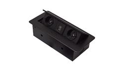 GNIAZDO CHOWANE W BLAT NABLATOWE + 2 USB GNIAZDKO GB2PL+2-BLACK-45111