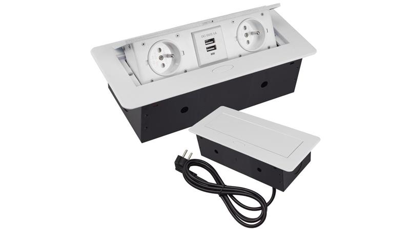 GNIAZDO CHOWANE W BLAT NABLATOWE + 2 USB GNIAZDKO-45116
