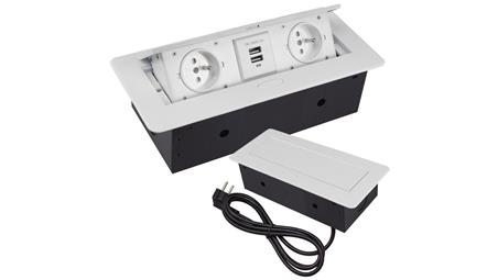 GNIAZDO CHOWANE W BLAT NABLATOWE + 2 USB GNIAZDKO-45116