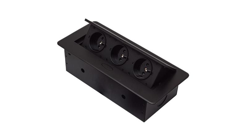 GNIAZDO POTRÓJNE CHOWANE W BLAT NABLATOWE GNIAZDKO GB3PL-BLACK-45132