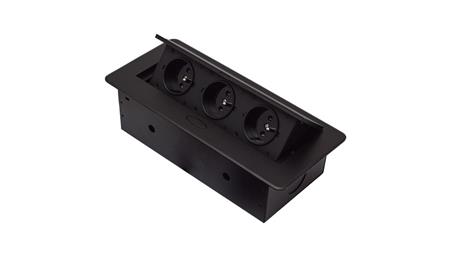GNIAZDO POTRÓJNE CHOWANE W BLAT NABLATOWE GNIAZDKO GB3PL-BLACK-45132