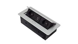GNIAZDO CHOWANE W BLAT NABLATOWE + 2 USB GNIAZDKO srebrne GB2PL+2-SILVER-45134