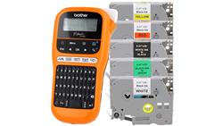 Drukarka etykiet Brother PT-E110 + 5 kolorowych taśm TZE-80794