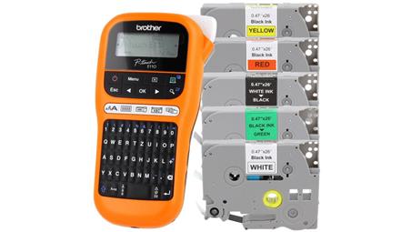 Drukarka etykiet Brother PT-E110 + 5 kolorowych taśm TZE-80794