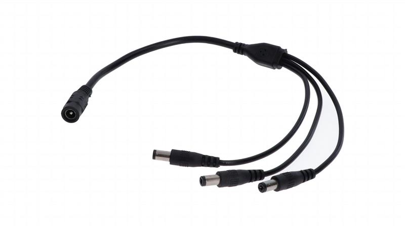 Rozgałęźnik DC 5.5X2.1 3W-1G czarny 24cm 22/20awg-55837
