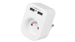 Rozgałęźnik sieciowy na 1 gniazdo 2P+Z 230V 16A + 2x USB A (5V / 2,1A)-29396