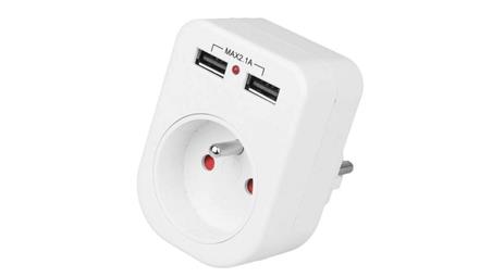 Rozgałęźnik sieciowy na 1 gniazdo 2P+Z 230V 16A + 2x USB A (5V / 2,1A)-29396