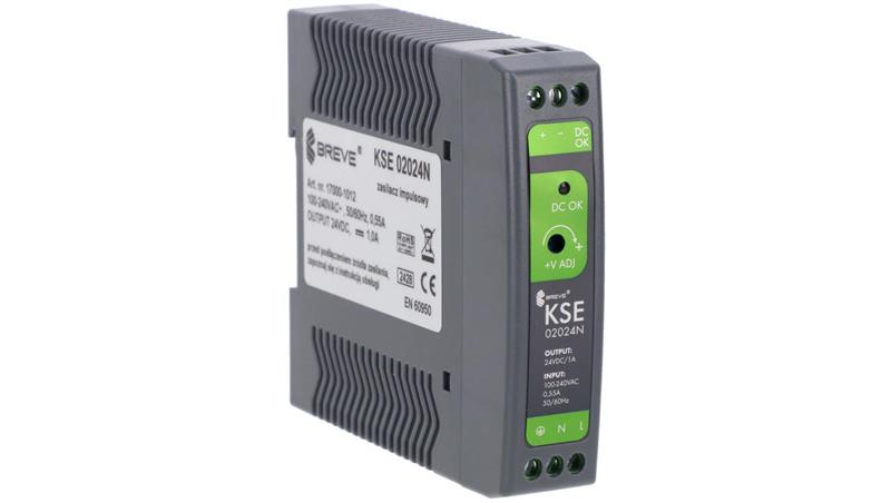 Zasilacz impulsowy KSE 02024P 230/ 24VDC 1A 24W na szynę DIN, Uzas: 85-264VACVAC, Ta70, 17000-1012-10145