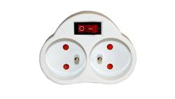 Rozgałęźnik 2-gniazdowy - 2x2P+Z + podświetlenie, z wyłącznikiem, z uziemieniem, biały / 12086-29378