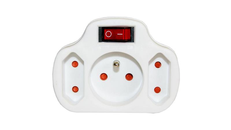 Rozgałęźnik 2-gniazdowy - 2P+Z + 2xEuro, podświetlanie, z wyłącznikiem, uziemienie, biały / 12087-29380