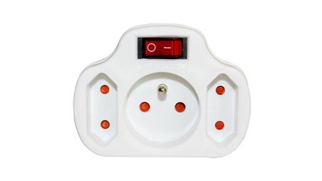 Rozgałęźnik 2-gniazdowy - 2P+Z + 2xEuro, podświetlanie, z wyłącznikiem, uziemienie, biały / 12087-29380