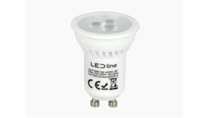 LED line PRIME żarówka LED GU11 3W 4000K neutralna 330lm CERAMICZNA 38st. 5 lat gwar.-47079