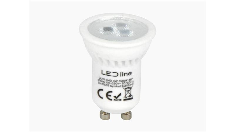 LED line PRIME żarówka LED GU11 3W 6500K zimna 330lm CERAMICZNA 38st. 5 lat gwar.-47080 LED line PRIME żarówka LED GU11 3W 6500K zimna 330lm CERAMICZNA 38st. 5 lat gwar.-47080