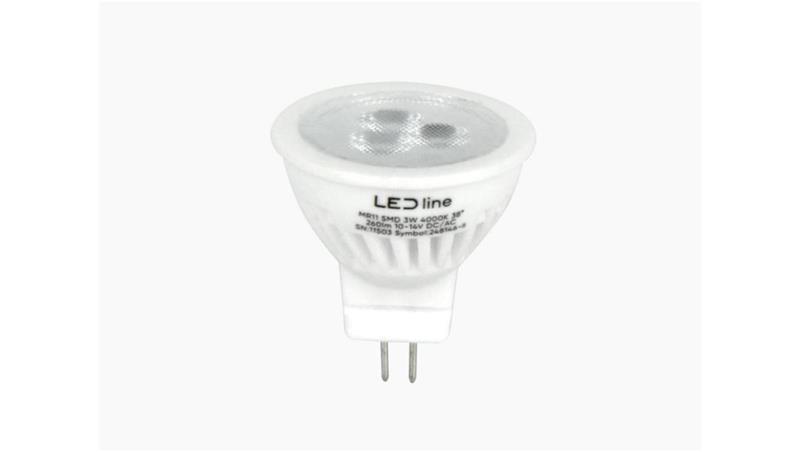 LED line PRIME żarówka LED MR11 3W 4000K barwa neutralna 330lm 10-14V AC/DC CERAMICZNA 38st 5 lat gwar.-47081