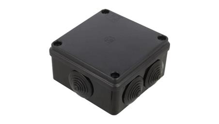 Skrzynka hermetyczna IP65 Puszka instalacyjna 100x100x50mm bezhalogenowa czarna z dławikami PG21 S-BOX 106c-74937