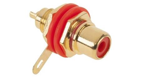 Gniazdo RCA Cinch montażowe do obudowy pozłacane czerwone-33856