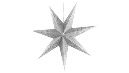 Dekoracje- gwiazda papierowa z brokatem na brzegach, biała, 60 cm, na żarówkę E14, IP20 DCAZ08-49445