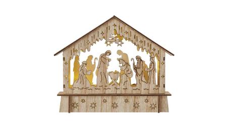 Dekoracje - 6 LED szopka 18,5x15 cm 2x AA, ciepła biel, IP20, timer DCWW34-50292