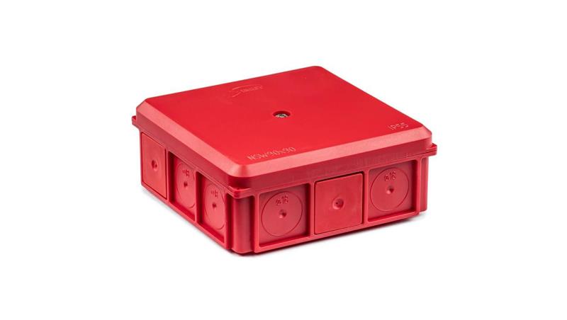 Puszka naścienna 90x37x90mm IP55 z dławnicami z wkrętem czerwona NSW90x90 35418701-74939