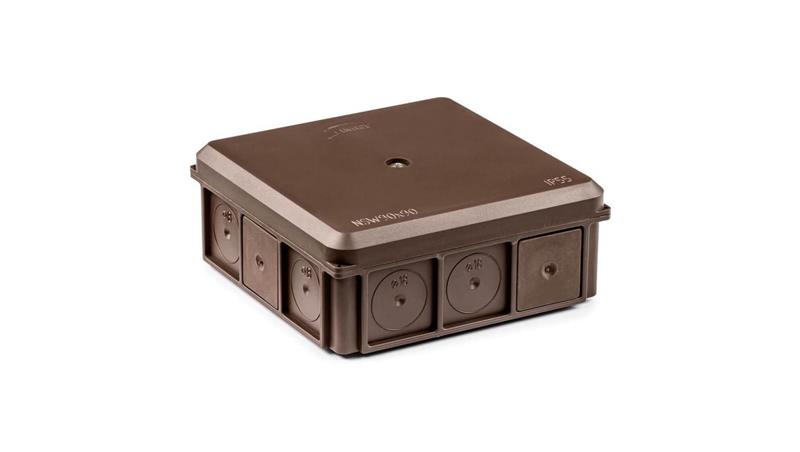 Puszka naścienna 90x37x90mm IP55 z dławnicami z wkrętem brązowa NSW90x90 35418715-74824