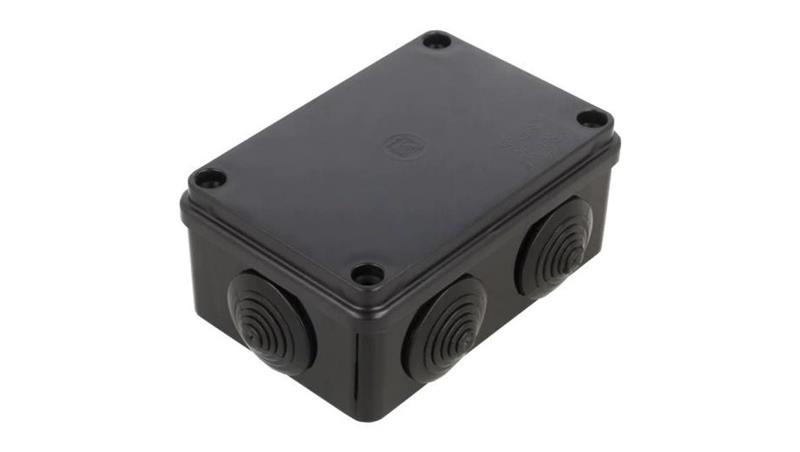 Skrzynka hermetyczna IP65 Puszka instalacyjna 120x80x50mm bezhalogenowa czarna z dławikami PG21 S-BOX 206c-74913