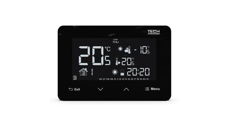 TECH ST-293 V2 - Regulator pokojowy bezprzewodowy dwustanowy kolor czarny szklany-27415 TECH ST-293 V2 - Regulator pokojowy bezprzewodowy dwustanowy kolor czarny szklany-27415