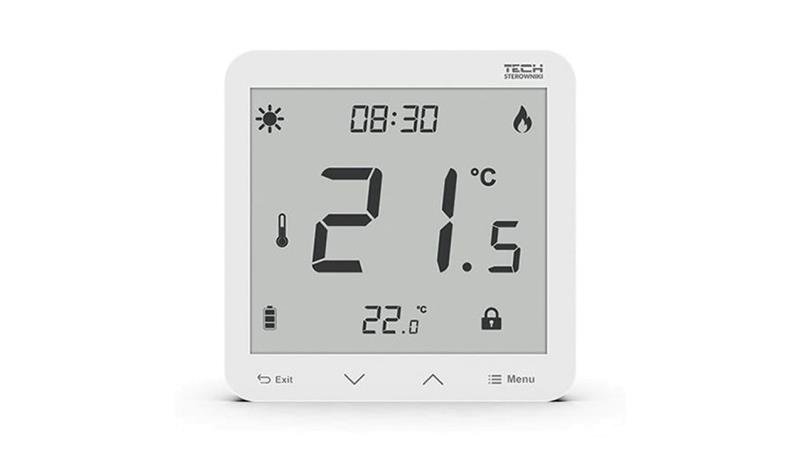 TECH ST-297 V2 - Regulator pokojowy bezprzewodowy dwustanowy kolor biały szklany-27424