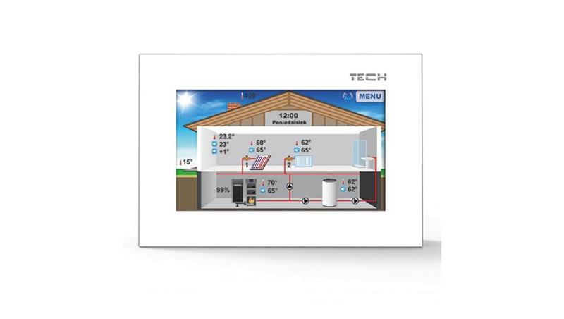 TECH ST-281 C - Regulator pokojowy z komunikacją RS szklany kolor biały-27438